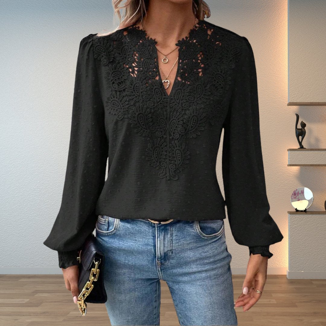 Sophie | Camicetta a maniche lunghe comoda ed elegante con corpetto in pizzo 2