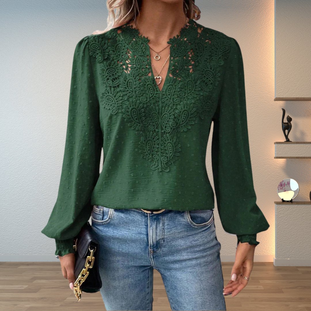Sophie | Camicetta a maniche lunghe comoda ed elegante con corpetto in pizzo 3