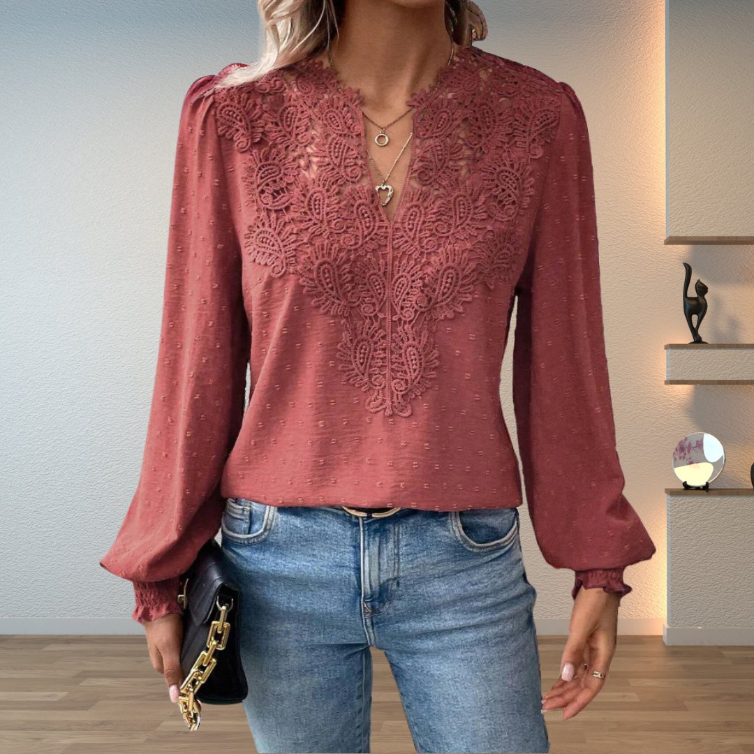 Sophie | Camicetta a maniche lunghe comoda ed elegante con corpetto in pizzo 5