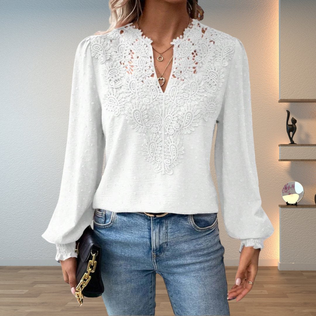Sophie | Camicetta a maniche lunghe comoda ed elegante con corpetto in pizzo 6