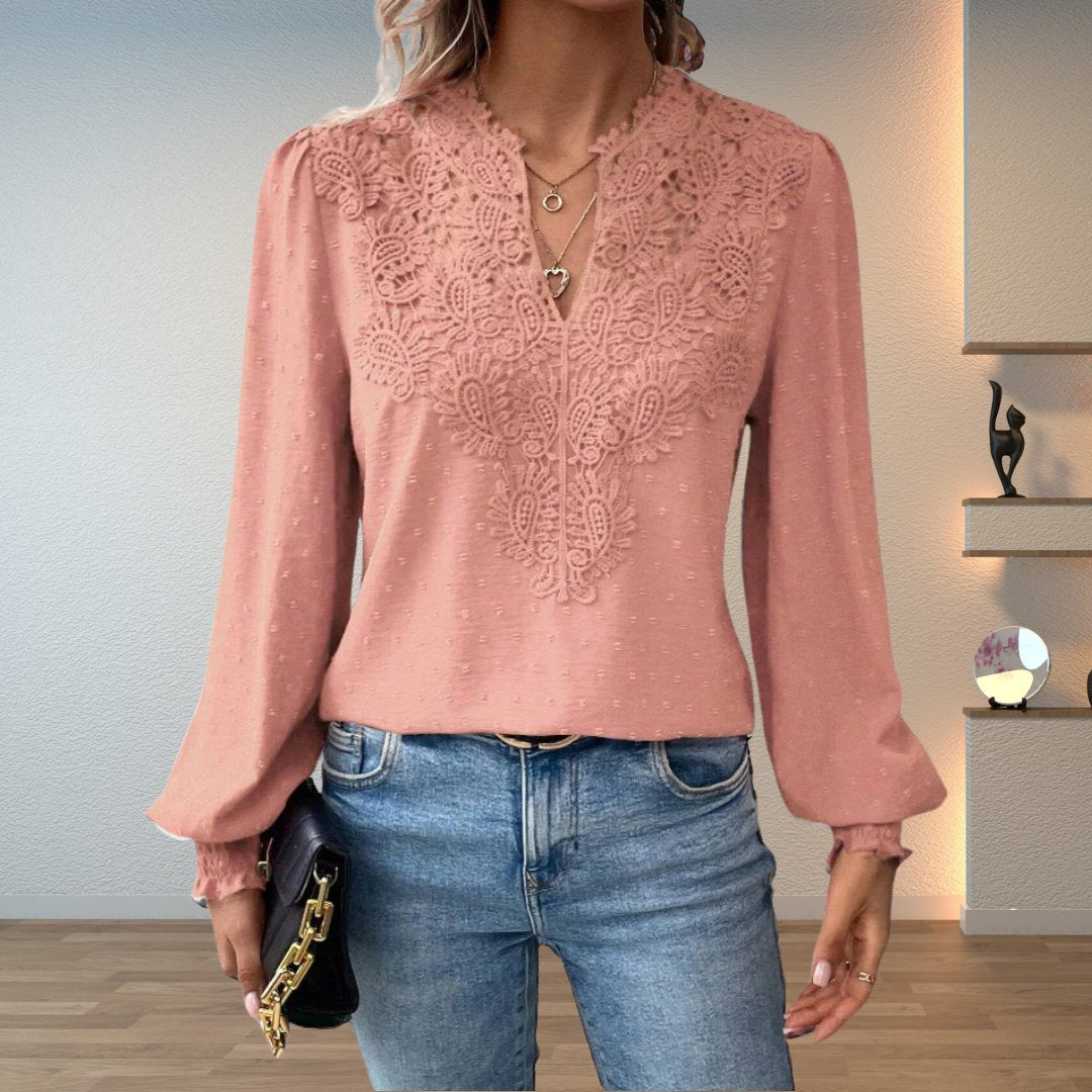 Sophie | Camicetta a maniche lunghe comoda ed elegante con corpetto in pizzo 7