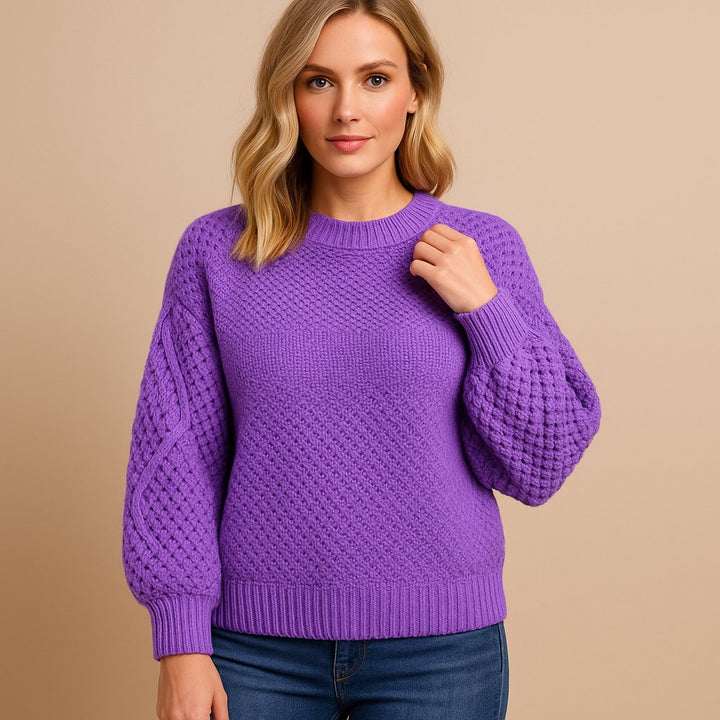 Sophie | Maglione da donna a girocollo con maniche a trecce e vestibilità comoda 4