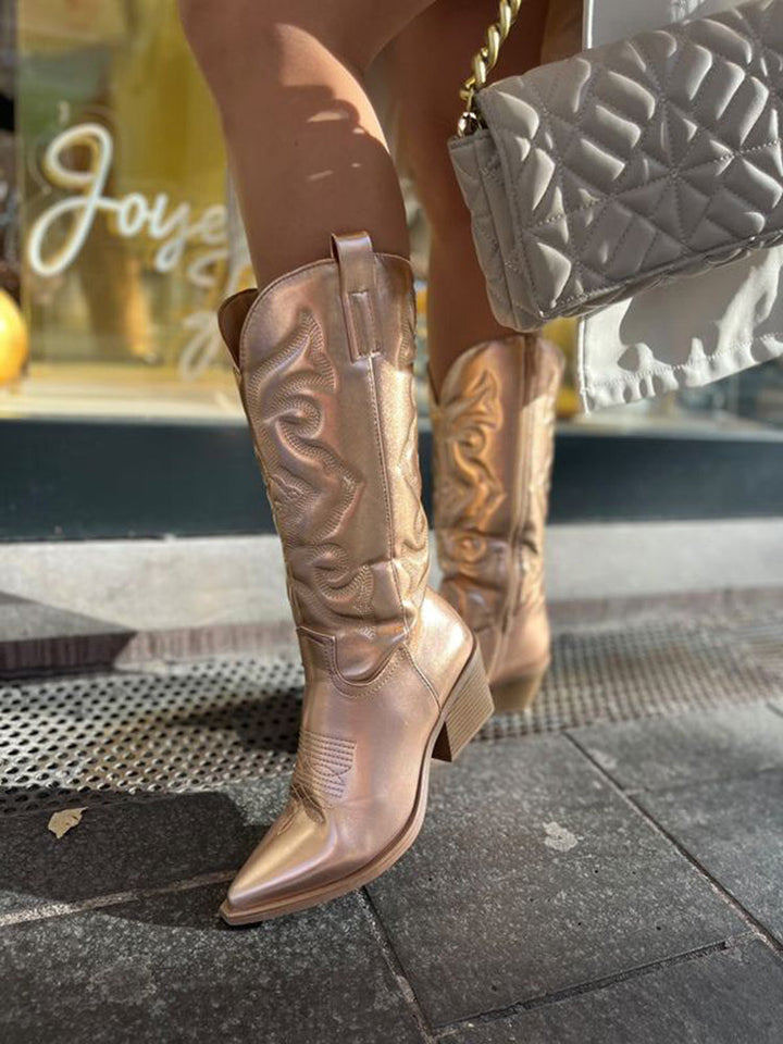 Stella | Stivali Alti Donna Metallici Eleganti Comfort Western 4