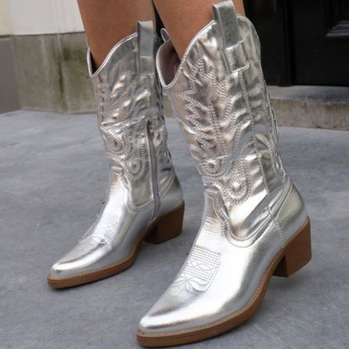 Stella | Stivali Alti Donna Metallici Eleganti Comfort Western 7