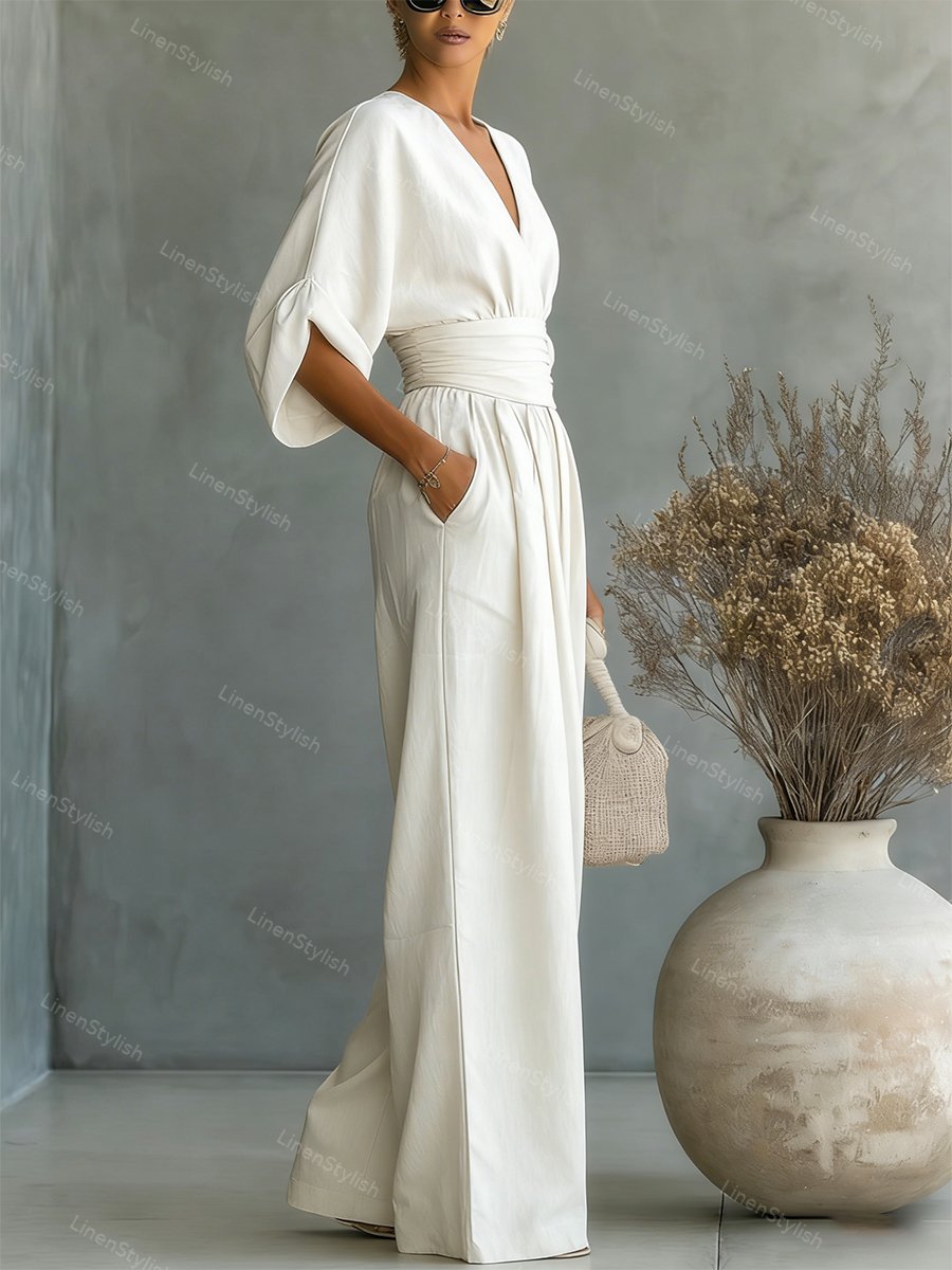 Tessa | Elegante Tuta Donna con Scollo a V – Comoda e Perfetta per Ogni Occasione 5