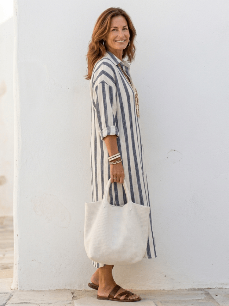 Trevon | Elegante Abito Chemisier Donna a Righe 1