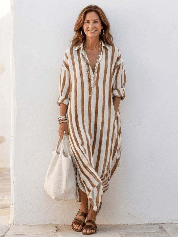 Trevon | Elegante Abito Chemisier Donna a Righe 6
