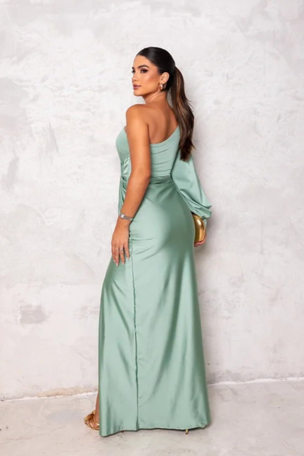 Valentina | Abito Elegante Asimmetrico in Raso con Spacco 5