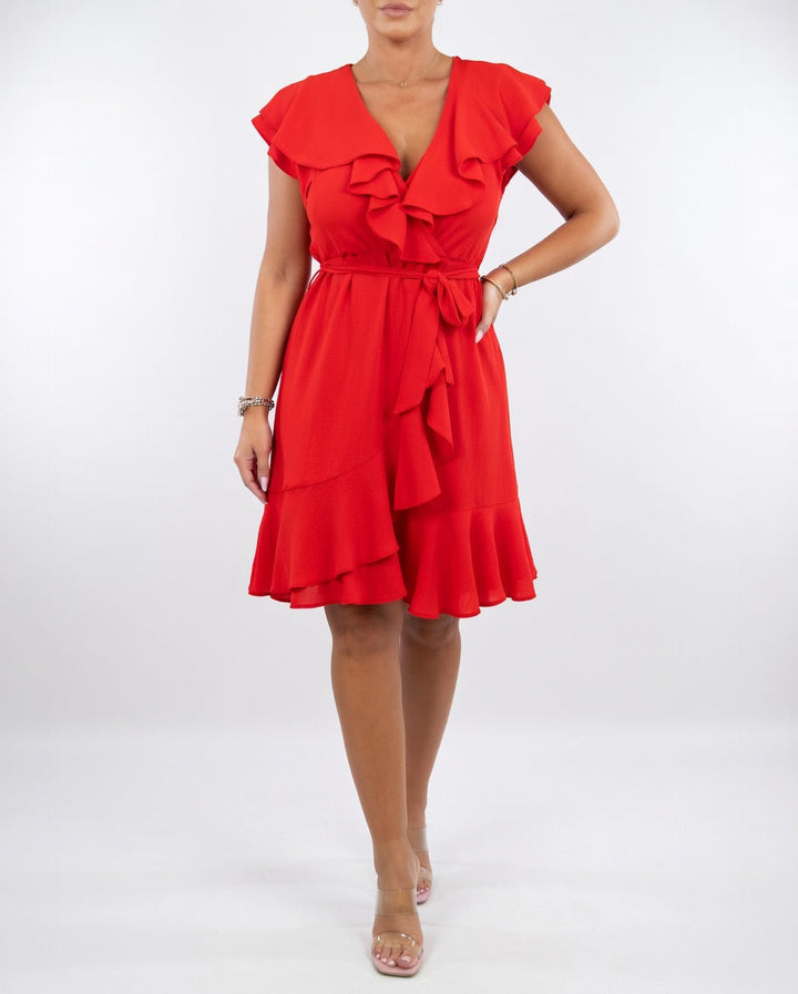 Valentina | Elegante Abito Donna a Portafoglio con Volant per Cerimonia 1