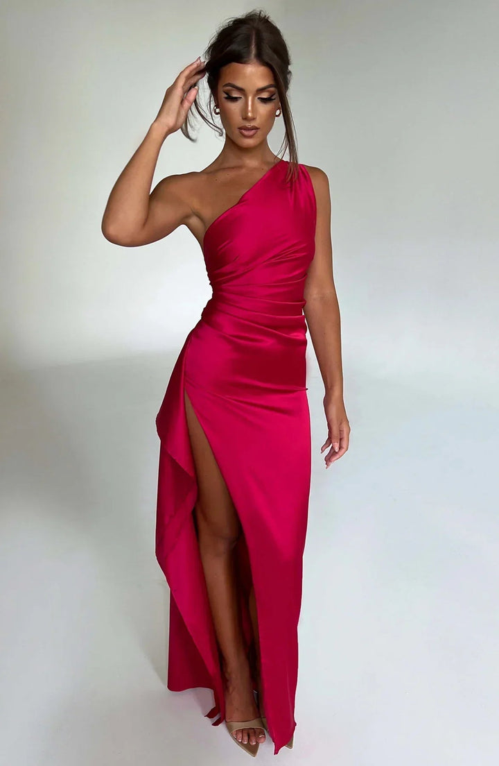 Valentina | Elegante Abito da Sera Monospalla con Spacco Alto 8