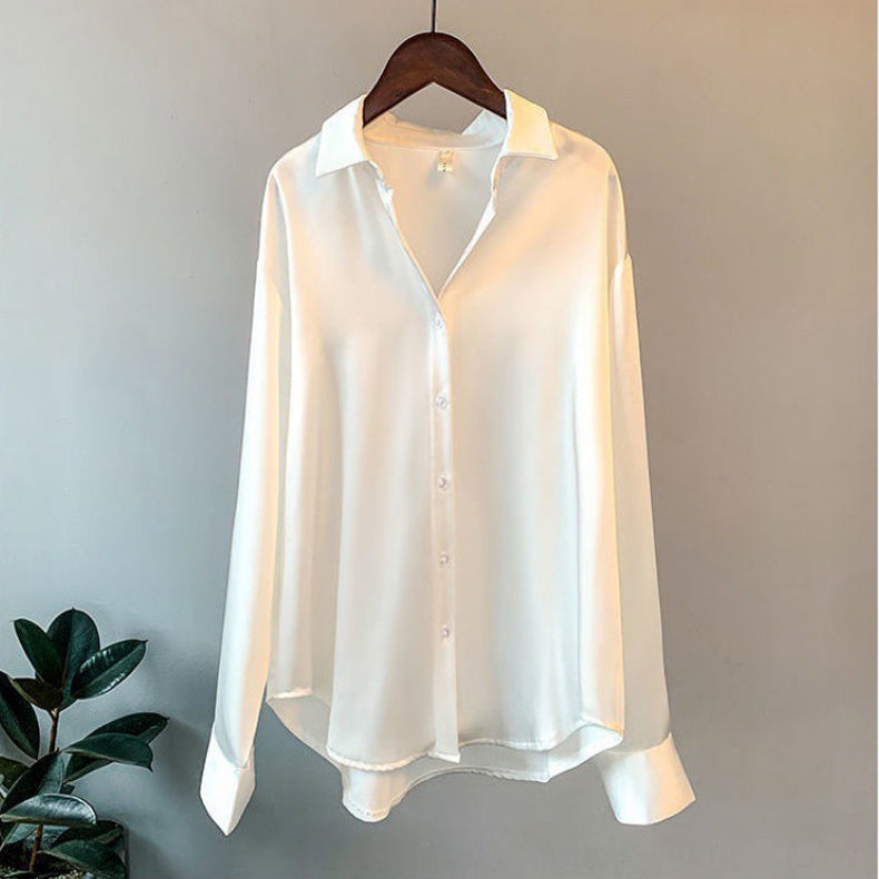 Valentina | Elegante Camicia Bianca Donna in Seta con Dettagli Volant 0