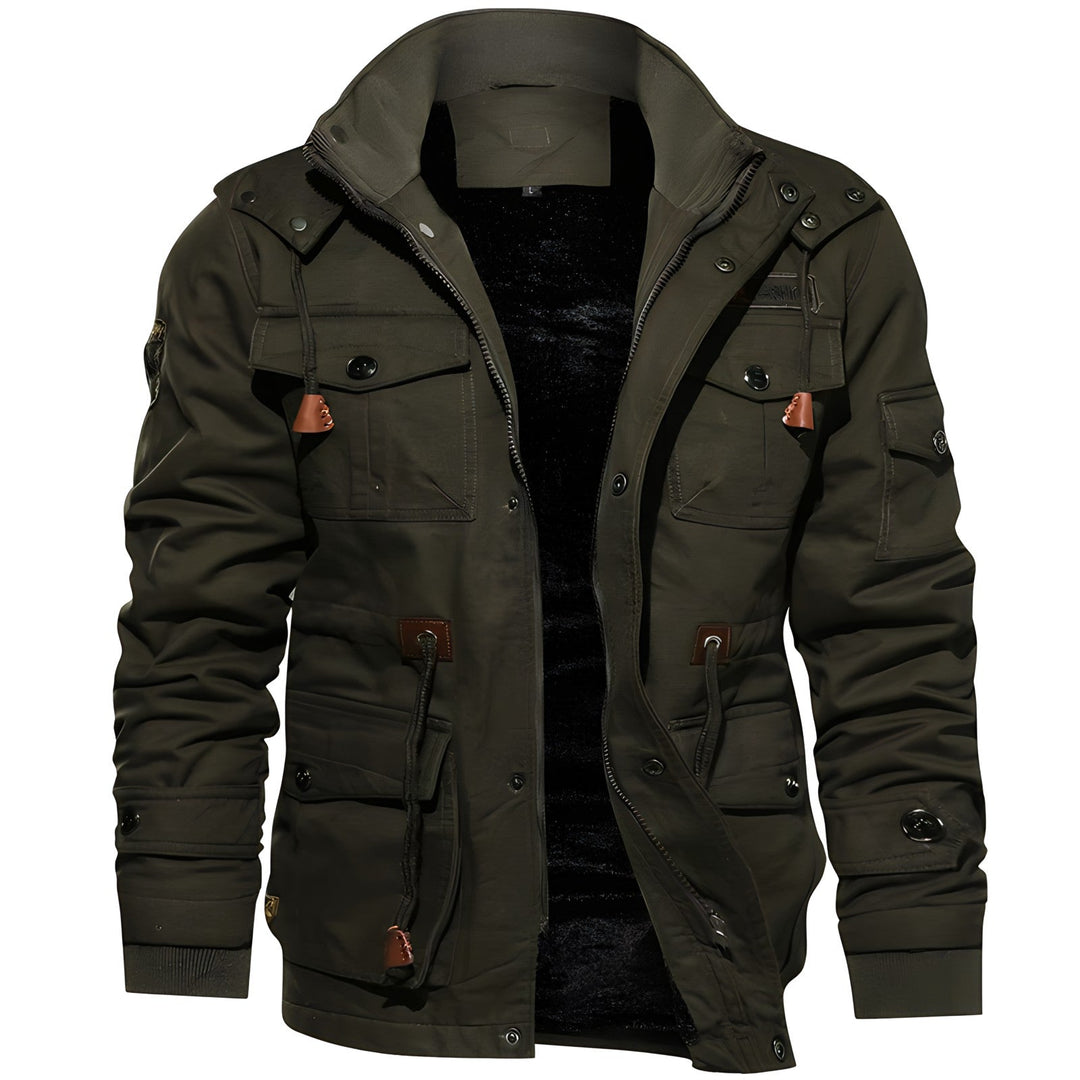 Vento | Giacca Militare Uomo con Cappuccio e Tasche Multiple 0