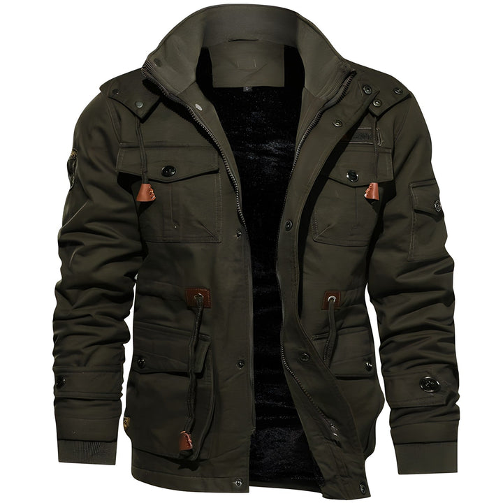 Vento | Giacca Militare Uomo con Cappuccio e Tasche Multiple 0