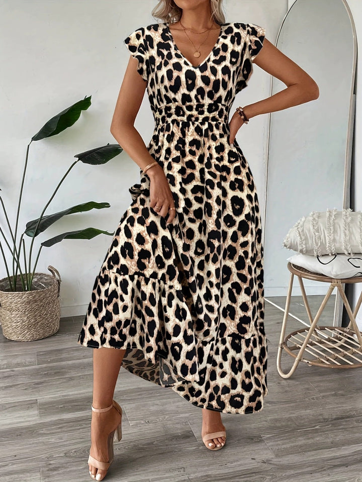 Vespera | Abito Midi Elegante con Scollo a V e Stampa Artistica 9