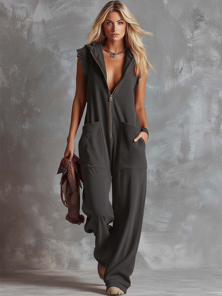 Vespera | Tuta Elegante Donna con Cappuccio, Rossa, Comoda e Moderna 3