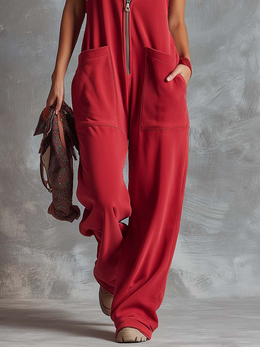 Vespera | Tuta Elegante Donna con Cappuccio, Rossa, Comoda e Moderna 6