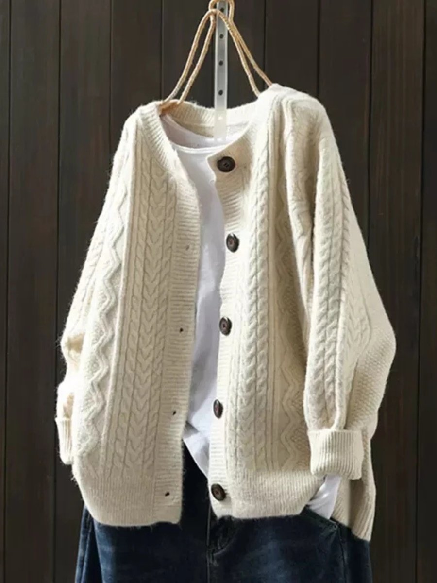 Victoria | Cardigan da donna oversize a trecce con bottoni 0