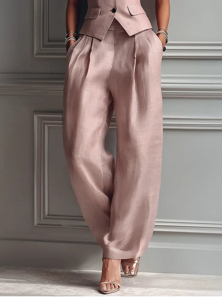 Victoria | Elegante completo due pezzi in lino con gilet su misura 2