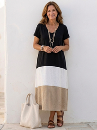 Alessia | Abito midi color block dal design contemporaneo