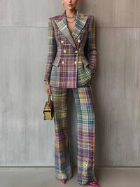 Mary | Double-breasted tailored suit with check pattern