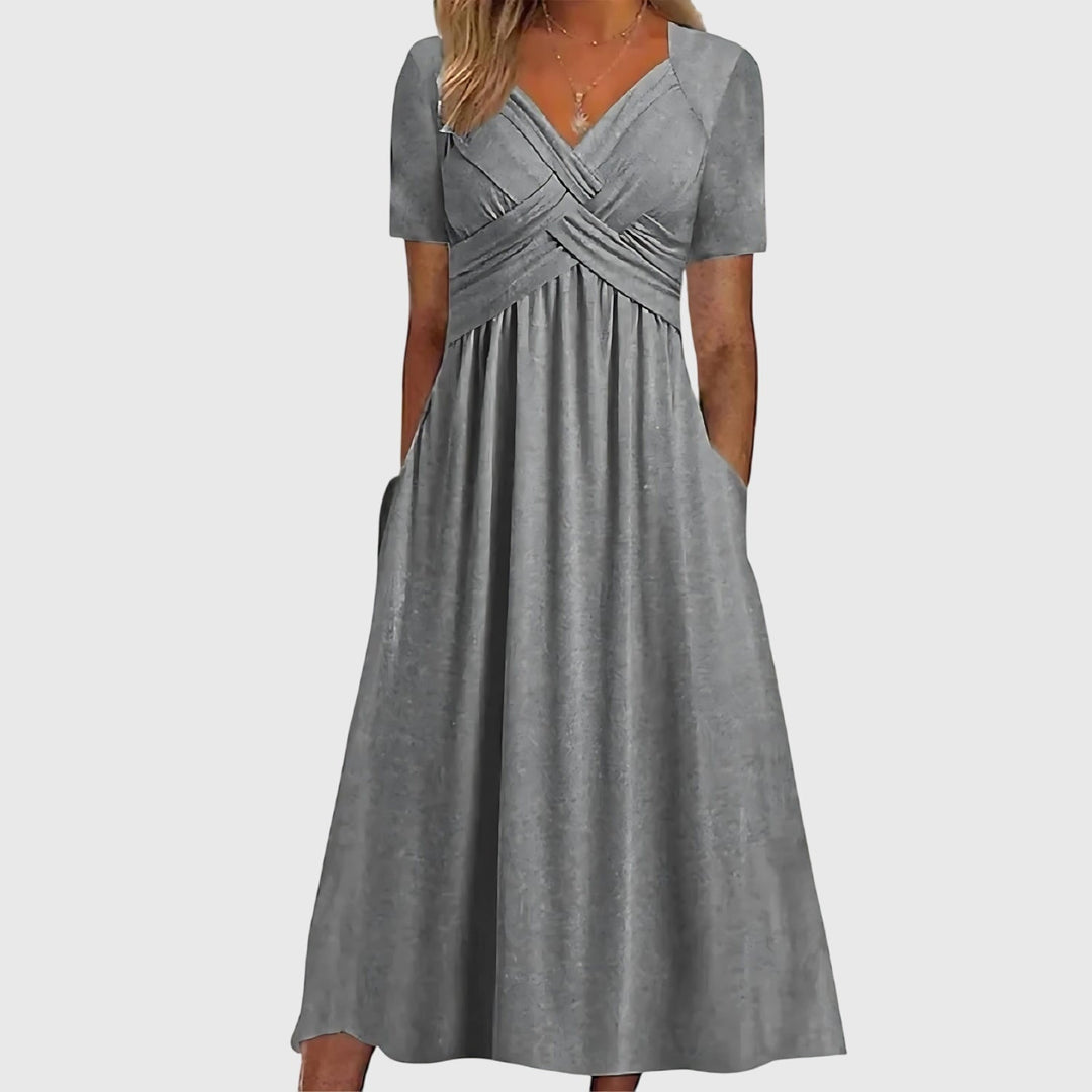 Vittoria | Elegante Abito Midi Donna con Scollo a V – Stile Classico per Cerimonia e Occasioni Speciali 2