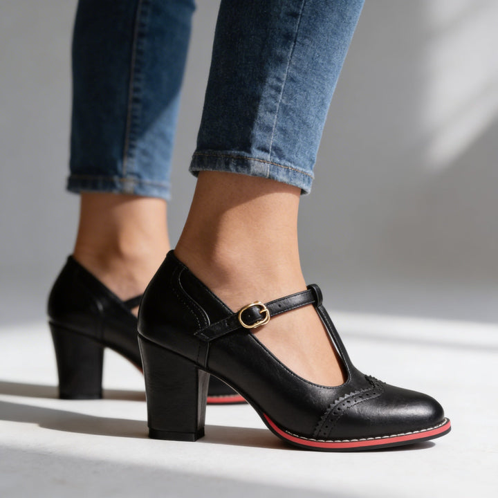 Vittoria | Mary Jane Tacco Largo Elegante Comodo Stile Vintage 0