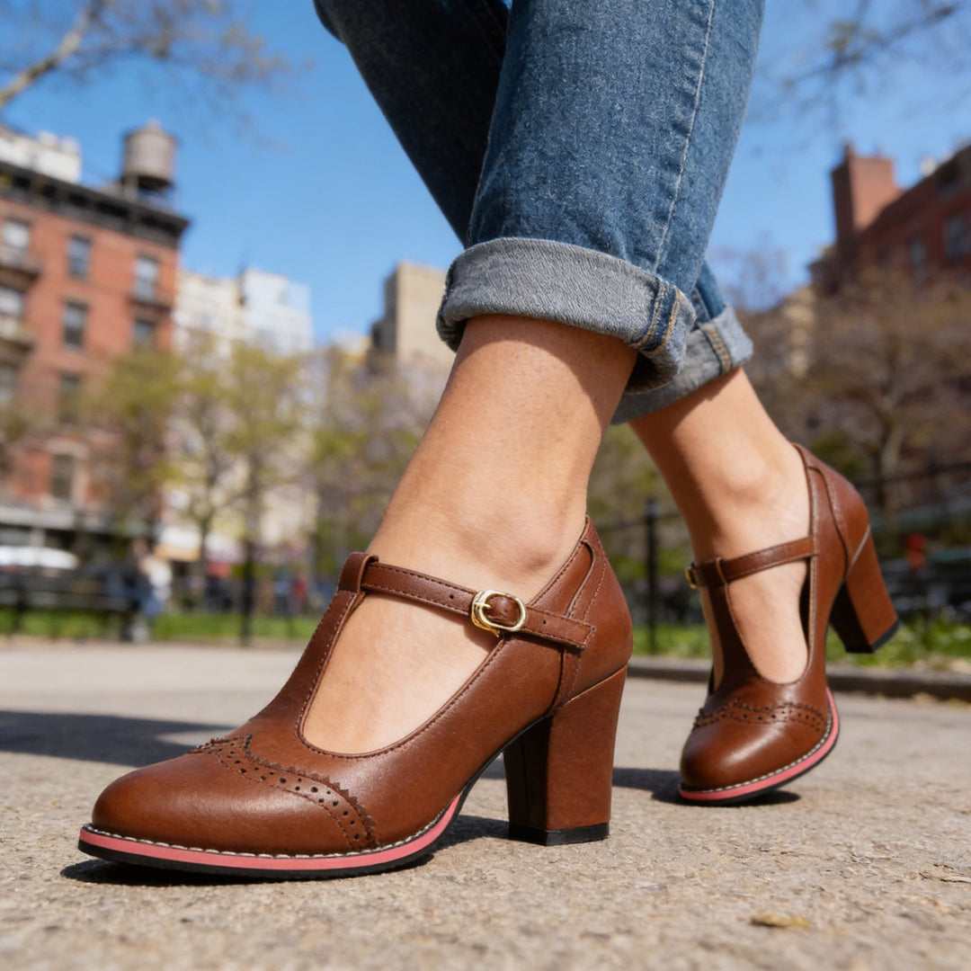 Vittoria | Mary Jane Tacco Largo Elegante Comodo Stile Vintage 2