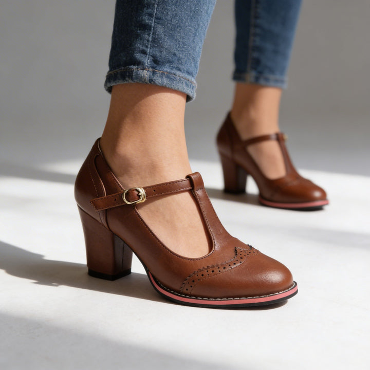Vittoria | Mary Jane Tacco Largo Elegante Comodo Stile Vintage 4
