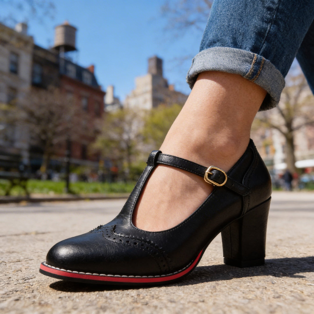 Vittoria | Mary Jane Tacco Largo Elegante Comodo Stile Vintage 5