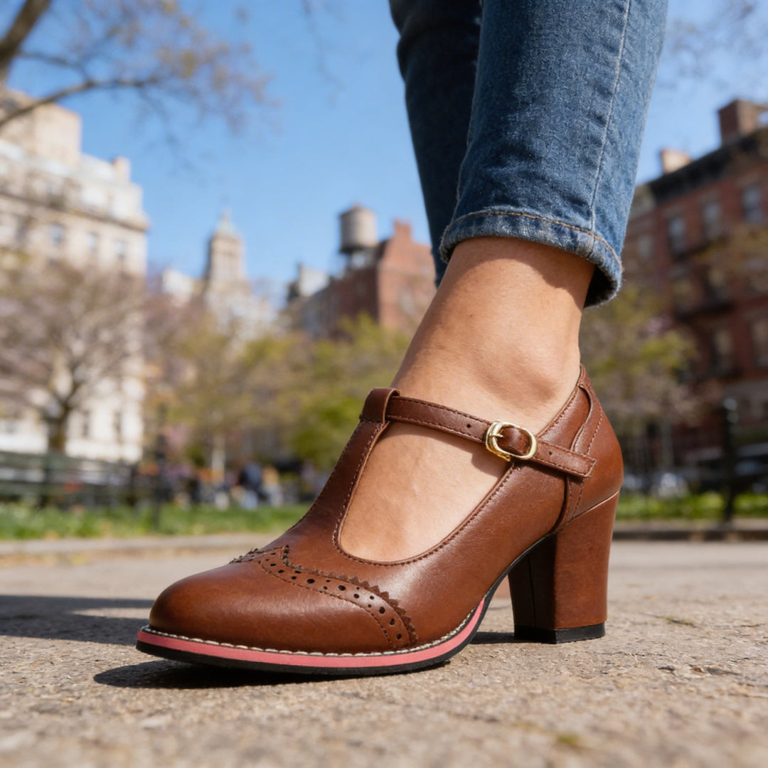 Vittoria | Mary Jane Tacco Largo Elegante Comodo Stile Vintage 6
