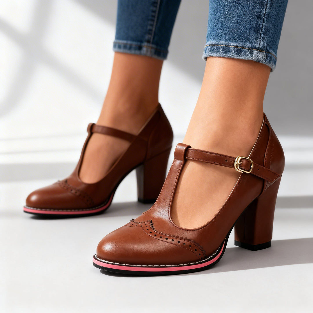Vittoria | Mary Jane Tacco Largo Elegante Comodo Stile Vintage 7