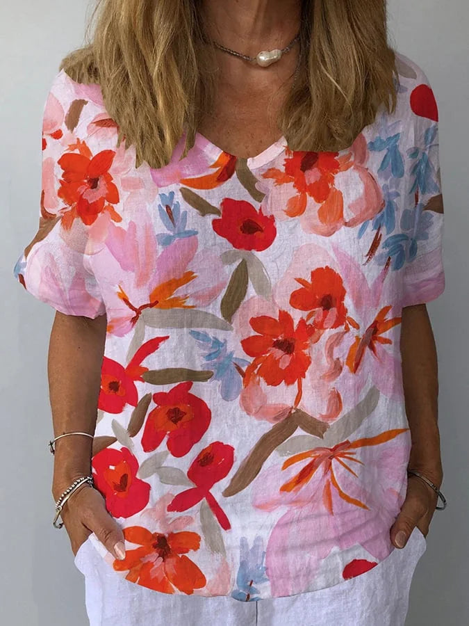 Zara | Comodo Top Floreale Retrò con Scollo a V 2