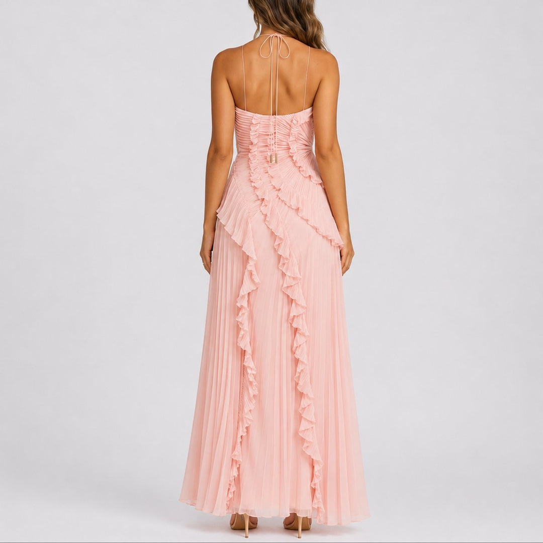 Martina | Pleated Maxi Dress with Ruffles for a Fall Wedding