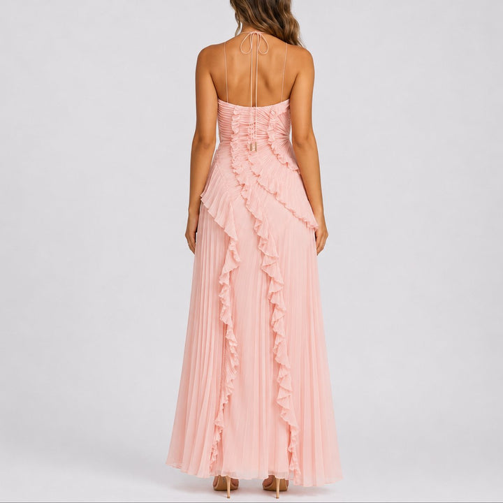 Martina | Pleated Maxi Dress with Ruffles for a Fall Wedding