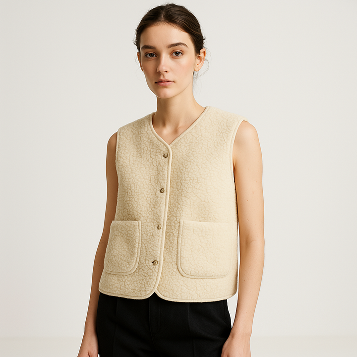 Emma | Gilet Smanicato Effetto Montone Morbido