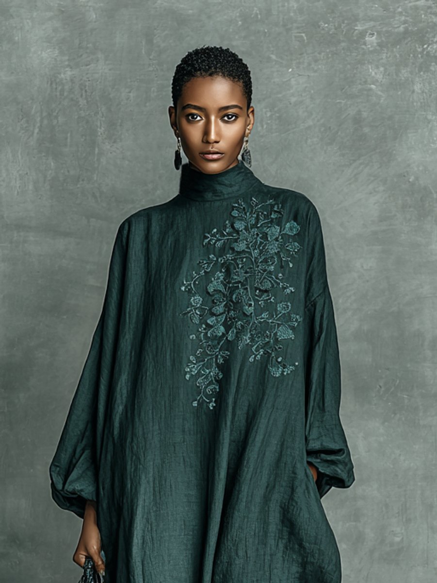 Beatrice | Elegante Abito Maxi a maniche lunghe con ricami floreali