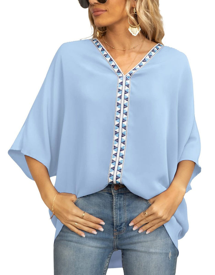 Sophia | Tunica Top Boho Oversize da Donna con Scollo a V