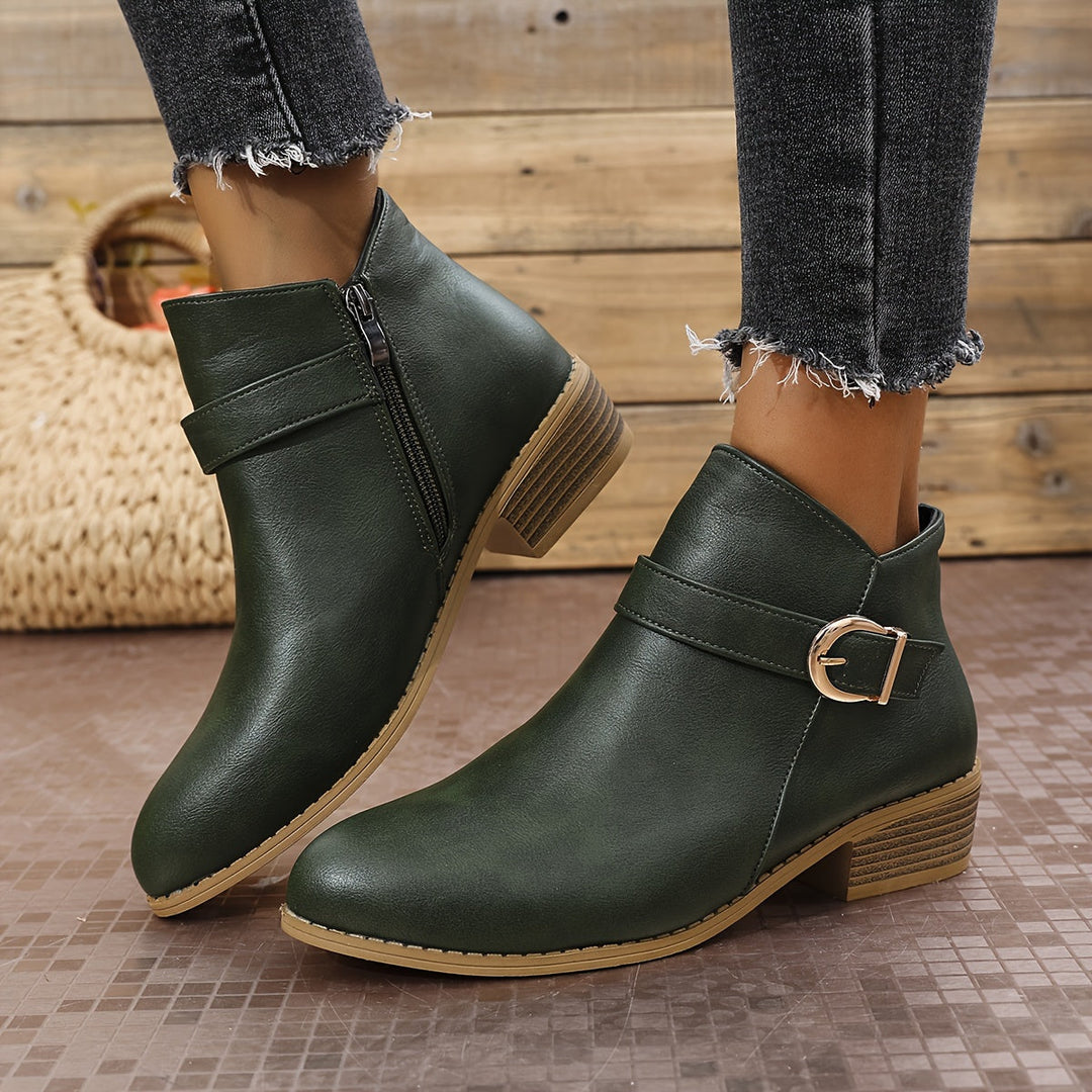 Serena | Chelsea-Stiefeletten mit Schnalle und niedrigem Blockabsatz
