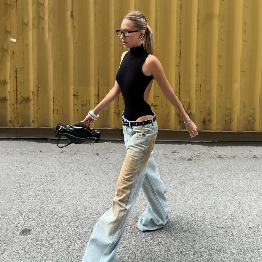 Lisa | Jeans Donna a Gamba Larga con Lavaggio Vintage