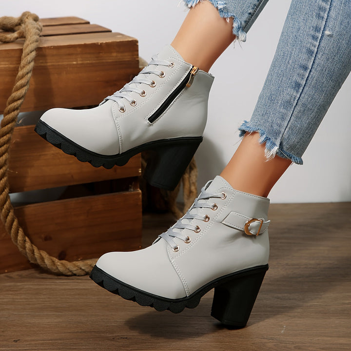 Livia | Schnürstiefeletten mit Blockabsatz und Profilsohle