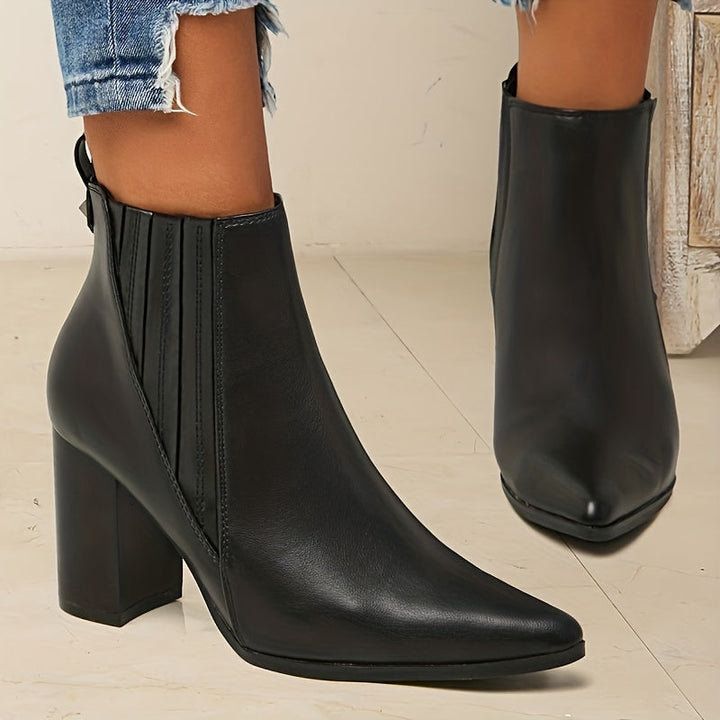 Clara | Pointed-Toe Ankle Boots with Block Heel