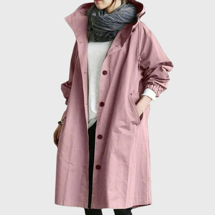 Christina | Langer wasserabweisender Trenchcoat mit Kapuze