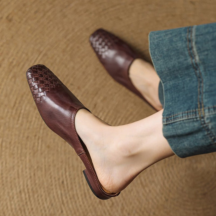 Mila | Mules senza lacci in pelle intrecciata eleganti e comodi