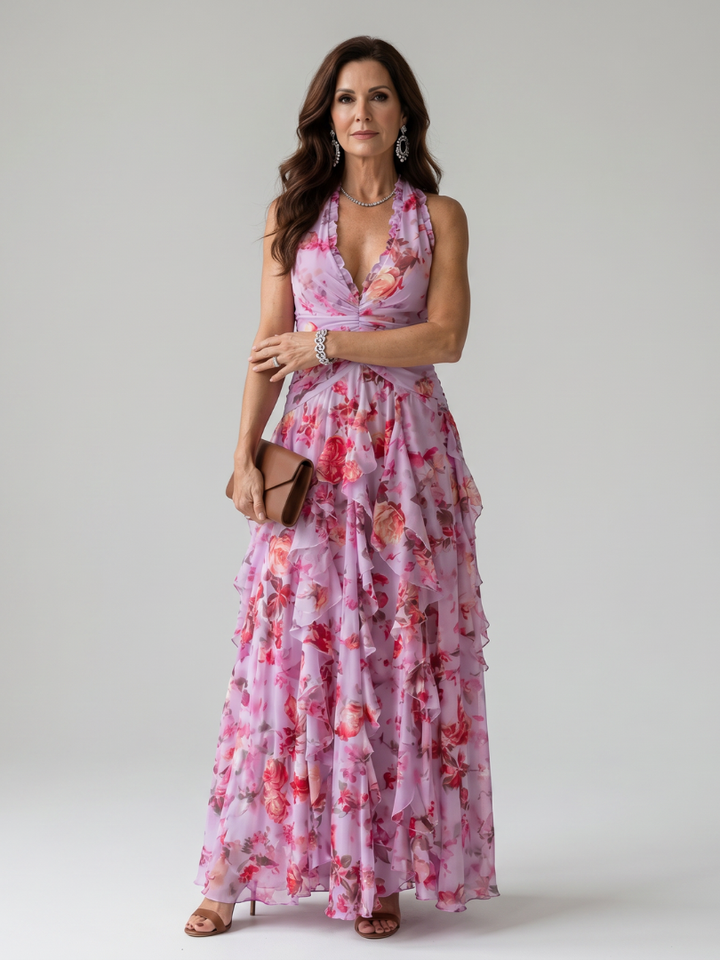 Nori | Maxi Dress – Floral Halter Neck Design