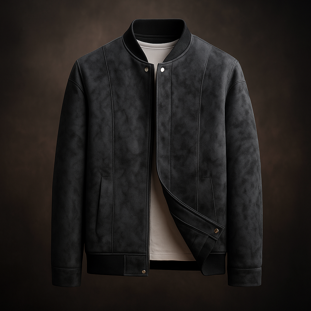 Olyndra | Bomber Jacket – Soft Vegan Suede Design
