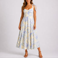 Victoria | Floral Midi Dress with Ruched Bodice for an Autumn Wedding