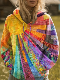Clara | Hoodie Patchwork Colorata dal Fascino Bohemien