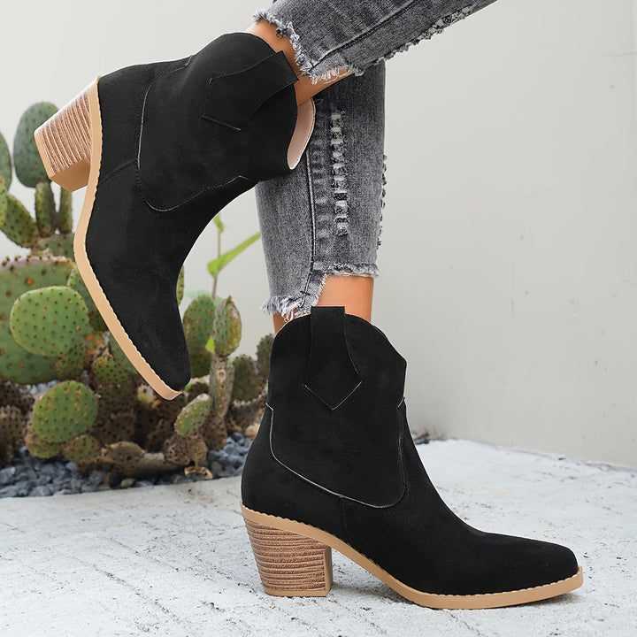 Victoria | Taupe Suede-Look Western Chelsea Ankle Boots