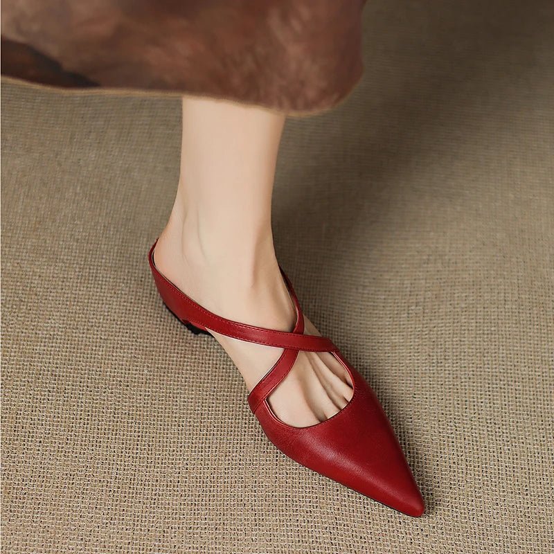 Serena | Mules Eleganti in Vera Pelle con Fasce Incrociate