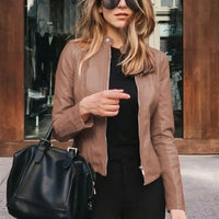 Elisa | Elegante Giacca di Pelle Cropped da Donna